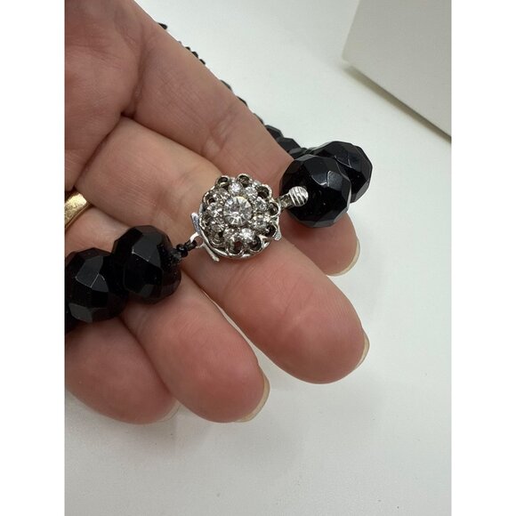 Chunky Beaded Yellow Jade Black Onyx Glass Statement Necklace Big Tropical Stone - Picture 8 of 9